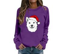 Generisch Felpa da donna morbida senza scollo rotondo, design moderno con stampa per attività ricreative rilassate, momenti di vita quotidiana, Lilla, L