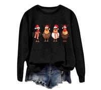 Generisch Felpa da donna natalizia con divertenti galline - Divertente pullover per gli amanti delle galline | Top in stile fattoria per le festività, M