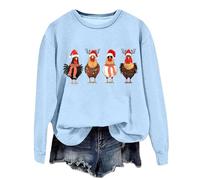 Generisch Felpa da donna natalizia con divertenti galline - Divertente pullover per gli amanti delle galline | Top in stile fattoria per le festività, S