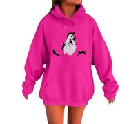 Generisch Felpa da donna oversize, giacca sportiva da donna, a maniche lunghe, felpa leggera, giacca sportiva da donna, casual, per autunno, cotone, antivento, per ciclisti, Hot Rosa-e, M