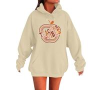 Generisch Felpa da donna oversize, per il tempo libero, con tasche, leggera, sportiva, a maniche lunghe, basic, in cotone, con cappuccio, leggera, streetwear, da donna, #2-arancione, XXXXL