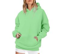 Generisch Felpa da donna oversize, Y2K, con cappuccio, a maniche lunghe, con tasche, vintage, tinta unita, per adolescenti, ragazze, streetwear, casual, in cotone, a maniche lunghe, S-5XL