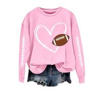 Generisch Felpa da donna, sportiva, casual, oversize, scollo rotondo, senza cappuccio, casual, a maniche lunghe, per il tempo libero, vintage, a maniche lunghe, Colore: rosa., M