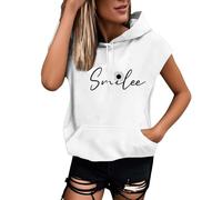 Generisch Felpa da donna taglie forti, alla moda, con lettere, a maniche corte, camicetta larga, arte dei Monti Metalliferi, bianco, L