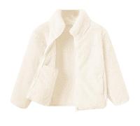 Generisch Felpa da ragazza, casual, con cappuccio in pile corallo, giacca lunga in pile, con cappuccio doppio, tinta unita, con chiusura lampo, 90-180, beige., 130