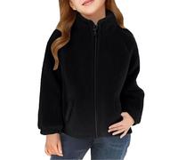 Generisch Felpa da ragazza, casual, in pile, con cappuccio, in tinta unita, con chiusura lampo, 90-180, Nero , 130