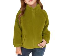 Generisch Felpa da ragazza, casual, in pile, con cappuccio, in tinta unita, con chiusura lampo, 90-180, verde, 130