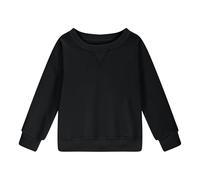Generisch Felpa da ragazza, con scollo rotondo, oversize, alla moda, a maniche lunghe, per ragazze, Nero , 11-12 Jahre