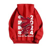 Generisch Felpa da uomo a maniche lunghe, alla moda, con stampa 3D, con cappuccio dal design moderno, per un look casual nella vita di tutti i giorni e per un look sportivo streetwear, Colore: rosso