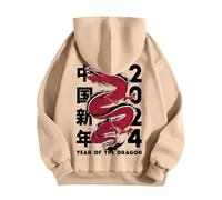 Generisch Felpa da uomo a maniche lunghe, alla moda, con stampa 3D, con cappuccio dal design moderno per un look casual, versatili possibilità di combinazione nella vita di tutti i giorni, beige., XXL