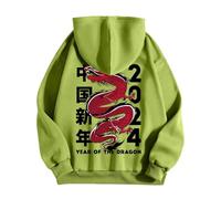 Generisch Felpa da uomo a maniche lunghe, alla moda, con stampa 3D, con cappuccio dal design moderno per un look casual, versatili possibilità di combinazione nella vita di tutti i giorni, verde, S