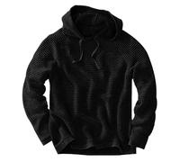 Generisch Felpa da uomo a maniche lunghe - Felpa a nido d'ape, colore caldo, felpa con cappuccio, tinta unita, giacca termica streetwear, a maniche lunghe, per l'inverno, per l'autunno, Nero , xxl