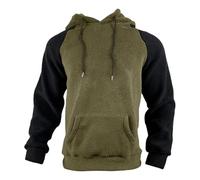 Generisch Felpa da uomo a maniche lunghe, in pile con cappuccio, casual, con cappuccio, invernale, caldo, in pile, patchwork, classico, termico, alla moda, per tutti i giorni, O verde dell'esercito, L