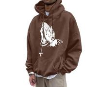 Generisch Felpa da uomo a maniche lunghe, oversize, con cappuccio, per il tempo libero, Y2K, con cappuccio, per il tempo libero, con stampa Gesù, Hip Hop, maglietta a maniche lunghe Streetwear Autunno