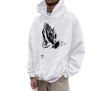 Generisch Felpa da uomo a maniche lunghe, oversize, con cappuccio, per il tempo libero, Y2K, con cappuccio, per il tempo libero, con stampa Gesù, Hip Hop, maglietta a maniche lunghe Streetwear Autunno