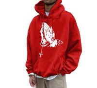 Generisch Felpa da uomo a maniche lunghe, oversize, con cappuccio, per il tempo libero, Y2K, con cappuccio, per il tempo libero, con stampa Gesù, Hip Hop, maglietta a maniche lunghe Streetwear Autunno