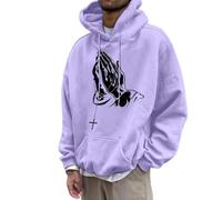 Generisch Felpa da uomo a maniche lunghe, oversize, con cappuccio, per il tempo libero, Y2K, con cappuccio, per il tempo libero, con stampa Gesù, Hip Hop, maglietta a maniche lunghe Streetwear Autunno