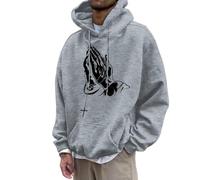 Generisch Felpa da uomo a maniche lunghe, oversize, con cappuccio, per il tempo libero, Y2K, con cappuccio, per il tempo libero, con stampa Gesù, Hip Hop, maglietta a maniche lunghe Streetwear Autunno
