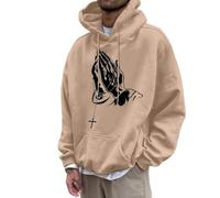 Generisch Felpa da uomo a maniche lunghe, oversize, con cappuccio, per il tempo libero, Y2K, con cappuccio, per il tempo libero, con stampa Gesù, Hip Hop, maglietta a maniche lunghe Streetwear Autunno