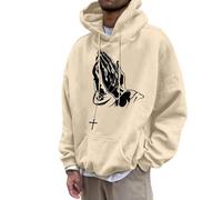 Generisch Felpa da uomo a maniche lunghe, oversize, con cappuccio, per il tempo libero, Y2K, con cappuccio, per il tempo libero, con stampa Gesù, Hip Hop, maglietta a maniche lunghe Streetwear Autunno
