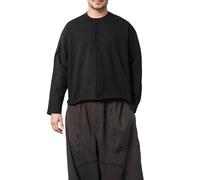 Generisch Felpa da uomo a maniche lunghe, senza cappuccio, per l'autunno, per la transizione, per il tempo libero, per l'inverno, a maniche lunghe, maglietta morbida, O nero., L