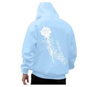 Generisch Felpa da uomo alla moda per il tempo libero, a maniche lunghe, con stampa digitale 3D, design per comfort sportivo, alla moda, Celeste., S