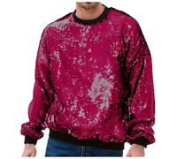 Generisch Felpa da uomo Carnival Paillettes Flip Over Caratteristica Girocollo Felpa Casual Locker Moda Commercio Esterno, Maglione Casual Uomo, rosa intenso, XL