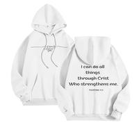 Generisch Felpa da uomo casual con cappuccio, vestibilità larga, streetwear, con stampa grafica, per l'uso quotidiano in inverno, con cappuccio, unisex, tinta unita, bianco, XXL