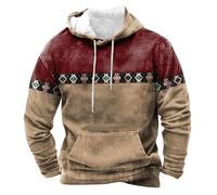 Generisch - Felpa da uomo con cappuccio a maniche lunghe, sport, casual, larga, con cappuccio, pullover vintage con stampa etnica, autunno/inverno, calda, in cotone, con cappuccio, maglione, felpa con