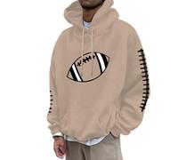 Generisch Felpa da uomo con cappuccio e felpe con stampa da calcio, maglione casual con cappuccio per inverno confortevole Streetwear offerte sotto i 70 anni, cachi, XL