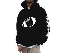 Generisch Felpa da uomo con cappuccio e felpe con stampa da calcio, maglione casual con cappuccio per inverno confortevole Streetwear offerte sotto i 70 anni, Nero , 3XL