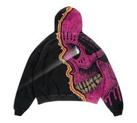Generisch Felpa da uomo con cappuccio e felpe slim fit, scheletro Hip Hop Streetwear, stampa digitale, con cappuccio, per il tempo libero, abbigliamento quotidiano, sport, festival, maglione da uomo
