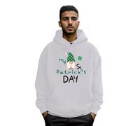 Generisch Felpa da uomo con cappuccio invernale St Patrick's Day Irish Print felpa con taglio ampio per uomo donna, bianco, L