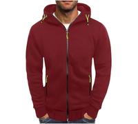 Generisch Felpa da uomo con cerniera, con cappuccio, con chiusura lampo, vestibilità normale, sportiva, da jogging, per attività all'aria aperta, comoda, con cappuccio e tasche con cerniera, Colore