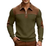 Generisch Felpa da uomo con chiusura lampo, stile retrò, jacquard, oversize, senza cappuccio, a maniche lunghe, invernale, leggera, slim fit, maglione invernale, classico, colletto alto, sportivo, O