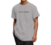 Generisch Felpa da uomo con scritta in lingua inglese "Die Welt ist ein besserer Ort mit dir du bist genug", felpa con cappuccio, grigio chiaro., L