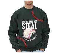 Generisch Felpa da uomo con stampa baseball, taglie forti, con cappuccio, stampata, tinta unita, a maniche lunghe, scollo a V, sexy, grigio scuro, XL