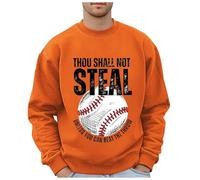 Generisch Felpa da uomo con stampa baseball, taglie forti, con cappuccio, stampata, tinta unita, a maniche lunghe, con cappuccio, Colore: arancione., L