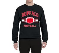 Generisch Felpa da uomo con stampa rugby a maniche lunghe, girocollo, stile casual top uomo pizzo, Nero , M