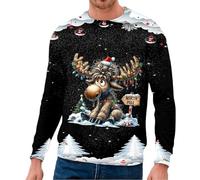 Generisch Felpa da uomo girocollo senza per il tempo libero, comfort quotidiano, versatile layering stile indipendente con tessuto morbido design moderno, Nero , 4XL