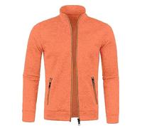 Generisch Felpa da uomo in cotone, a maniche lunghe, con mezza zip, a maniche lunghe, leggera, sottile, oversize, casual, per il tempo libero, Colore: arancione., L