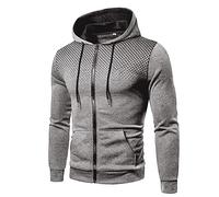 Generisch Felpa da uomo, leggera, con cappuccio, basic, con cappuccio, per il tempo libero, per le mezze stagioni, comoda, con cappuccio, casual, slim fit, felpa sportiva, cardigan invernale, grigio