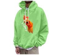 Generisch Felpa da uomo oversize, con stampa F-CAW-F, con corvo animale, Y2K, Hip Hop, da uomo, divertente, per l'autunno, per il pollo, per l'umorismo, verde chiaro, L