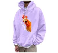 Generisch Felpa da uomo oversize, con stampa F-CAW-F, con corvo animale, Y2K, Hip Hop, da uomo, divertente, per l'autunno, per il pollo, per l'umorismo, Lilla, 3XL