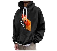 Generisch Felpa da uomo oversize, con stampa F-CAW-F, con corvo animale, Y2K, Hip Hop, da uomo, divertente, per l'autunno, per il pollo, per l'umorismo, Nero , L