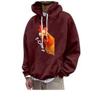 Generisch Felpa da uomo oversize, con stampa F-CAW-F, con corvo animale, Y2K, Hip Hop, da uomo, divertente, per l'autunno, per il pollo, per l'umorismo, Vino, 3XL