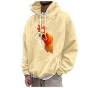 Generisch Felpa da uomo oversize, con stampa F-CAW-F, con corvo animale, Y2K, Hip Hop, da uomo, divertente, per l'autunno, per il pollo, per l'umorismo, cachi, S
