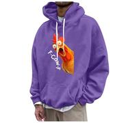 Generisch Felpa da uomo oversize, con stampa F-CAW-F, con corvo animale, Y2K, Hip Hop, da uomo, divertente, per l'autunno, per il pollo, per l'umorismo, viola scuro, 3XL