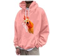 Generisch Felpa da uomo oversize, con stampa F-CAW-F, con corvo animale, Y2K, Hip Hop, da uomo, divertente, per l'autunno, per il pollo, per l'umorismo, Colore: rosa., M