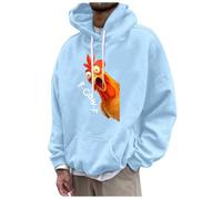 Generisch Felpa da uomo oversize, con stampa F-CAW-F, con corvo animale, Y2K, Hip Hop, da uomo, divertente, per l'autunno, per il pollo, per l'umorismo, Azzurro, M